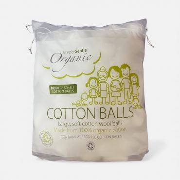 Bile de vata din bumbac organic, Simply Gentle Organic,100 buc