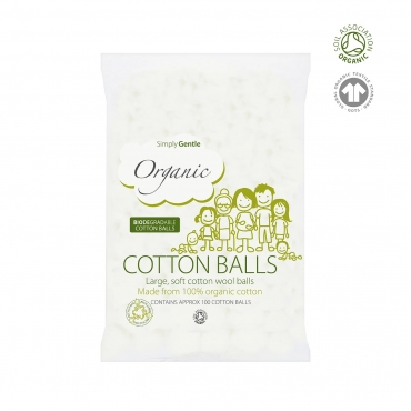 Bile de vata din bumbac organic, Simply Gentle Organic,100 buc