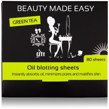 Foite matifiante, cu ceai verde, pentru ten, Beauty Made Easy, 80 buc