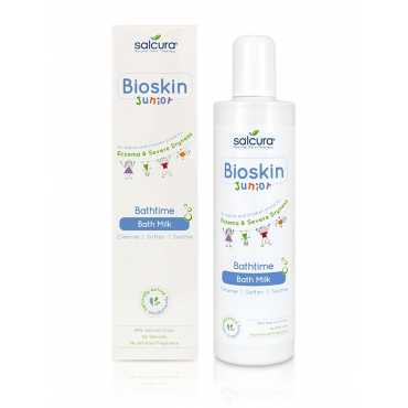 Lapte de baie Bioskin Junior pt bebelusi si copii, piele foarte sensibila, uscata cu eczeme, Salcura, 200 ml