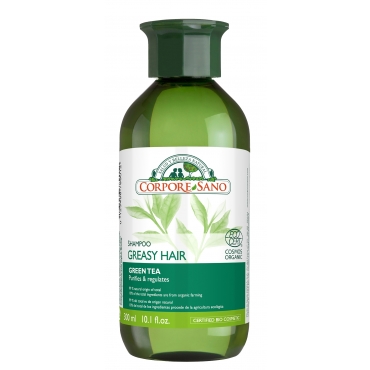 Sampon purifiant cu ceai verde si urzica, pentru par gras, Corpore Sano, 300 ml
