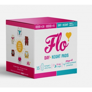 Pachet Combo Day and Night cu 10 absorbante de zi si 5 pt noapte, cu aripioare, Flo, 15 buc