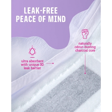Absorbante lungi cu aripioare, cu carbune activ pentru incontinenta urinara, 4 pic, Flo, 14 buc