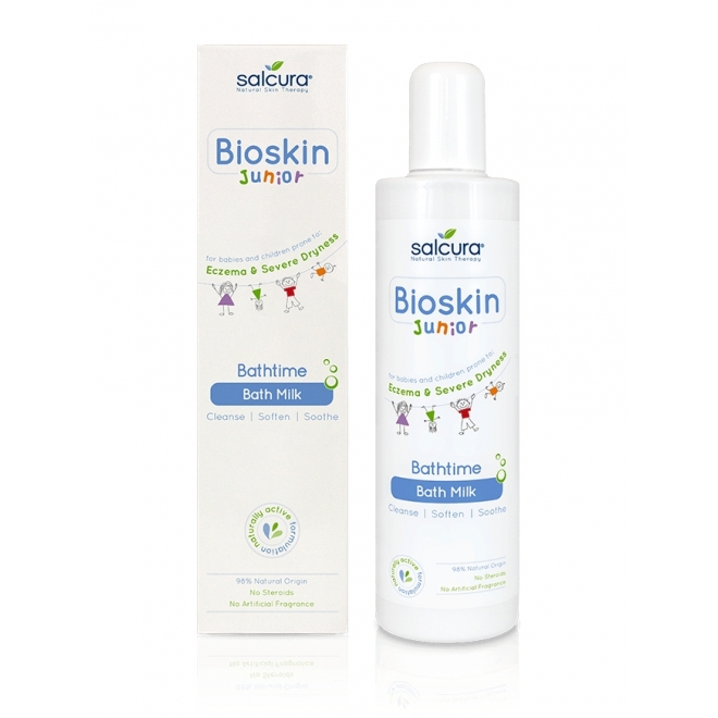 Lapte de baie Bioskin Junior pt bebelusi si copii, piele foarte sensibila, uscata cu eczeme, Salcura, 200 ml