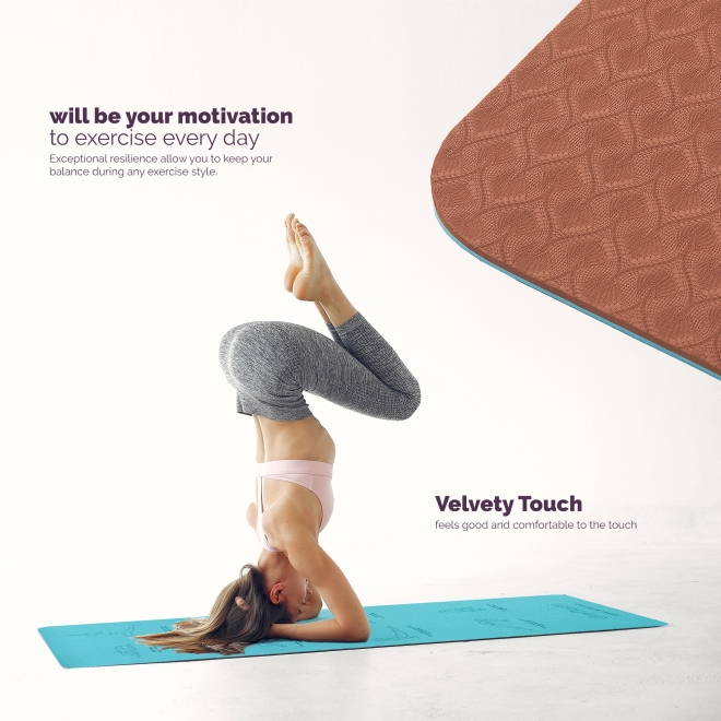 Saltea yoga reversibila, 183x61x0.6cm eco-friendly, TPE, inscriptionata posturi yoga, Sun Salutation Flow 2 in 1 , OmDashi